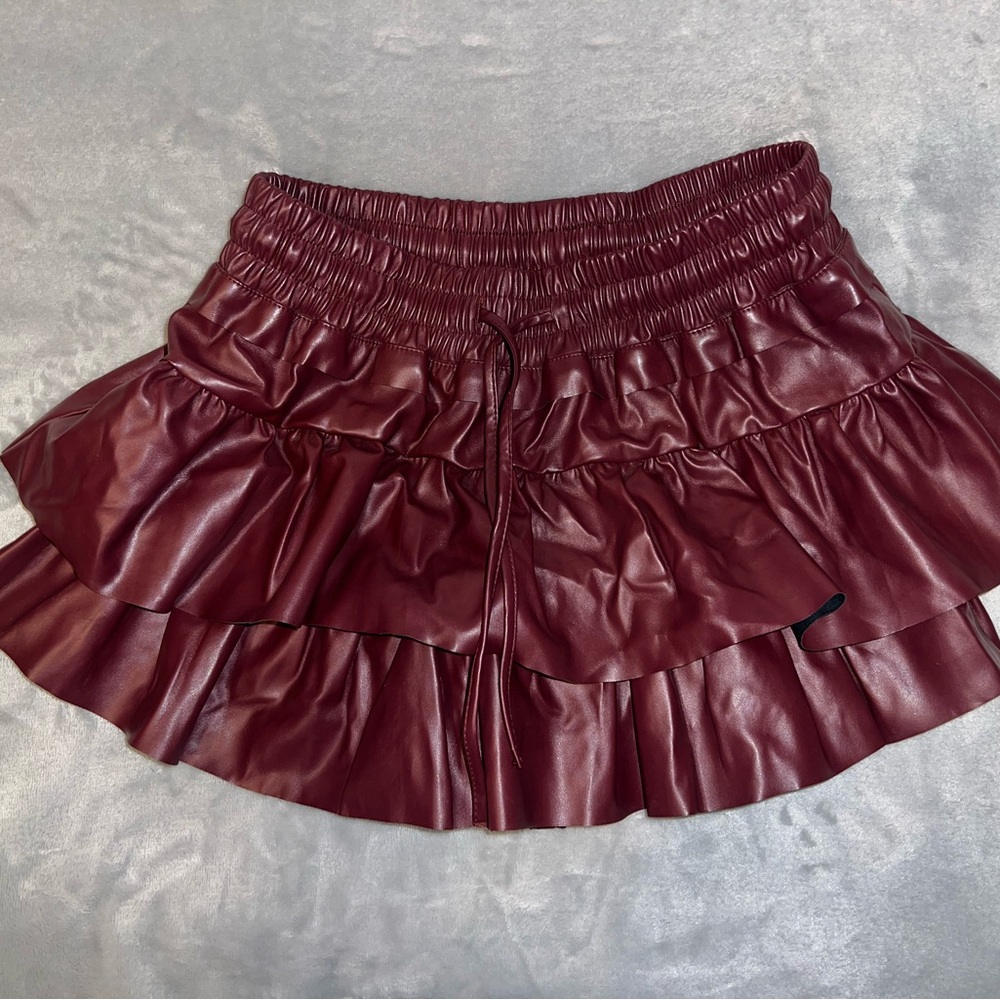 Faux Leather Ruffled Skirt